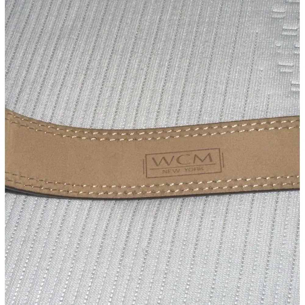 WCM Genuine Leather Belt Metallic Bronze One Size Adjustable Round Silver Buckle